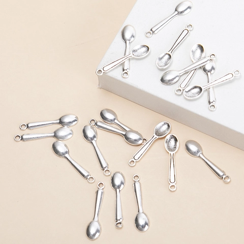 Mini Spoon Charms Pendants Alloy Antique Silver DIY Jewelry Making Accessories For Necklaces Earrings Handmade Craft Findings