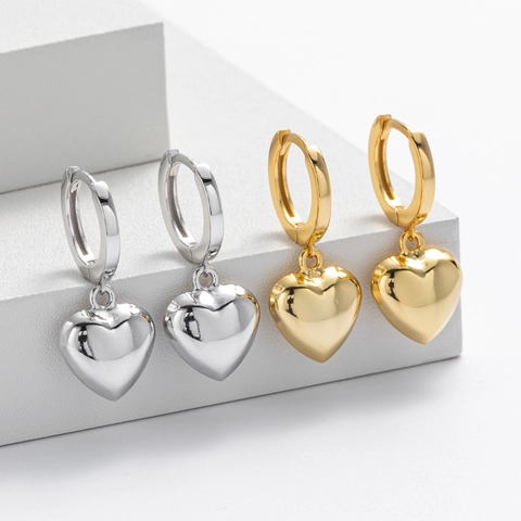 Herz Anhänger Creolen 925 Sterlingsilber Minimalistisch Hängender Schmuck Für Damen Schlicht Stilvoll