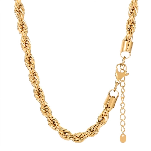 Collier Chaîne Torsadée En Acier Inoxydable Plaquage Sous Vide Bijoux Hip Hop Mode Pour Femmes Maillons Torsadés Minimalistes