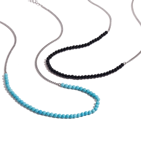 Collana Di Perline Acciaio Inossidabile Onice Nero Perline Stile Turchese Catena Per Donne Gioielli Minimalisti Anallergico Impermeabile