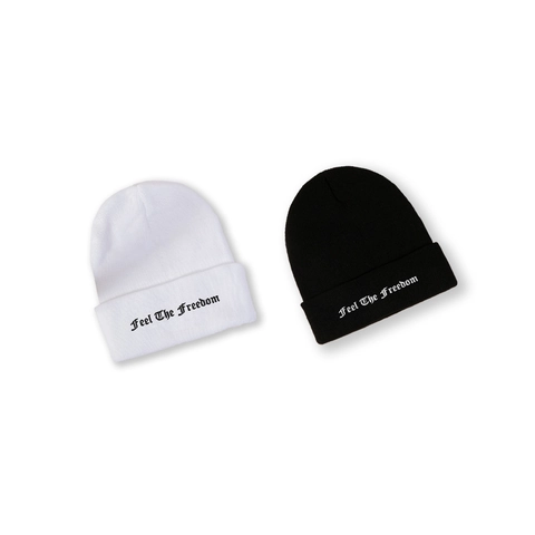 Gorro De Punto Bordado Feel The Freedom Acrílico Cálido Invierno Gorro Con Dobladillo Para Hombre Mujer
