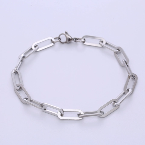Pulsera De Cadena De Clip De Papel De Acero Inoxidable Joyería De Eslabones Minimalista Para Hombres Y Mujeres Acabado Pulido