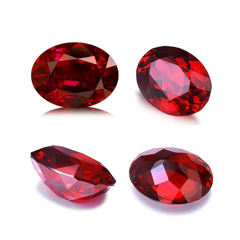 Rubí de Laboratorio Rojo Sangre de Pichón Piedra Suelta Corte Ovalado Facetado Pulido Para Creación de Joyas Artesanía
