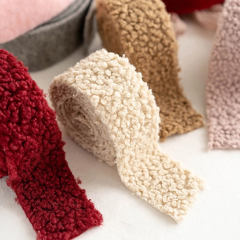 Cinta De Navidad De Fieltro De Lana Terciopelo Teddy Para Decoración De Árbol De Navidad Lazos DIY Suave Grueso Accesorio Floral