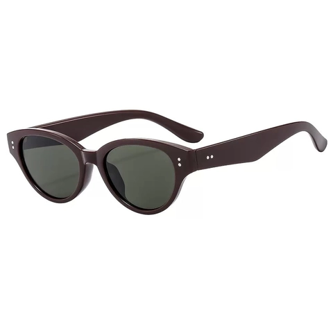 Vintage Cat-Eye-Sonnenbrille UV400-Schutz PC-Rahmen Metallnieten Modische Ovale Brille Für Damen