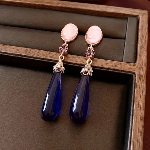 Orecchini A Goccia Stile Retro Vintage Con Perno In Argento Lega Strass Resina Gioielli Colorati Per Donna