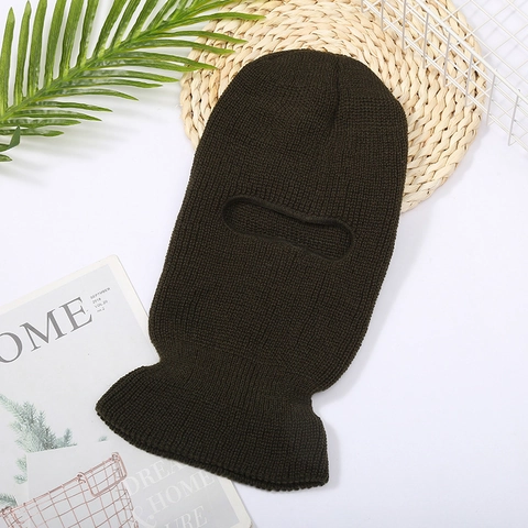 Passamontagna In Maglia Invernale Unisex Maschera Integrale Minimalista Acrilico Antivento Caldo Foro Singolo Cappello Da Sci All'aperto