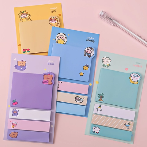 Cute Cartoon Animal Sticky Notes And Index Tabs Self Adhesive Stationery For Student Office Lovely Bear Rabbit Deer Sheep