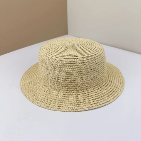 Cappello di Paglia Boater da Donna DIY Tinta Unita Parte Superiore Piatta Tesa Corta Cappello Protezione Solare per Estate Spiaggia