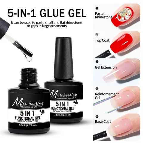 Multifunctional Nail Functional Gel Clear UV LED Soak Off Base Top Coat Extension Reinforcement Rhinestone Glue