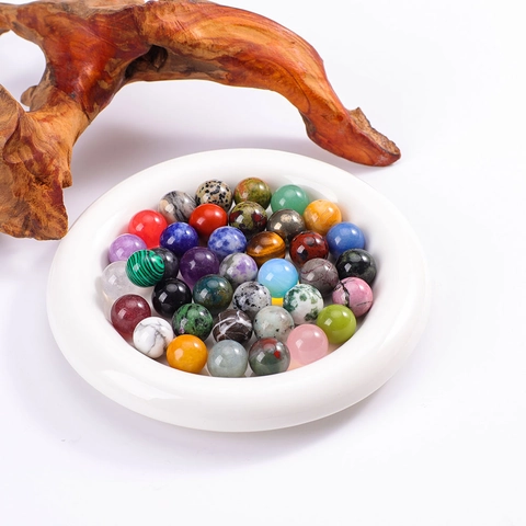 Natural Stone Crystal Agate Spheres Ornaments Polished Round Colorful Gemstone For Desktop Home Decor Yoga Meditation Modern