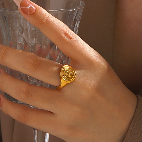 Anillo De Acero Inoxidable Con Espiral Geométrico Abierto Ajustable Vintage Minimalista Joyas Mujer