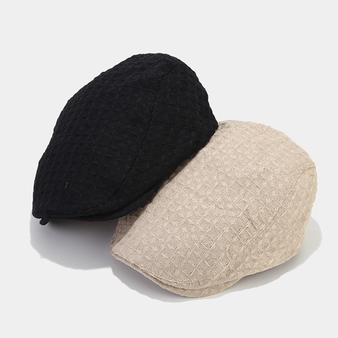 Berretto Piatto Poliestere Vintage Trama Nido D Ape Traspirante Stile Britannico Newsboy Uomo Donna Retrò Pittore