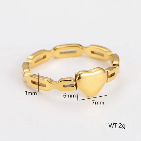 Anello a Cuore Geometrico in Acciaio Inossidabile Minimalista Donna Oro Oro Rosa Argento Gioielli di Moda Lucidi