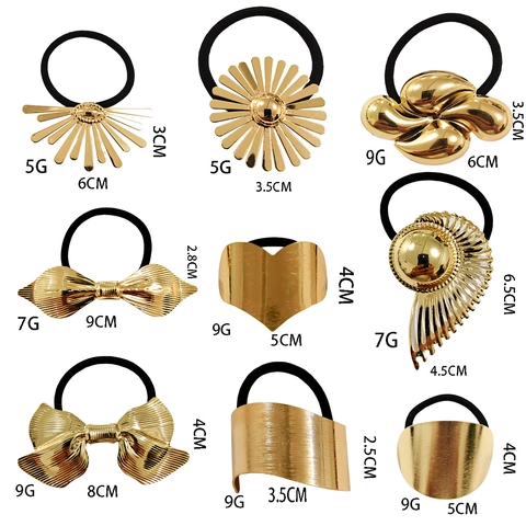 Elastico Per Capelli Metallo Banda Lega Dorata Fiore Fiocco Cuore Design Geometrico Copricapo Alla Moda Per Donne