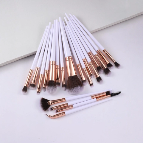 Synthetic Fiber Makeup Brushes Aluminum Tube Plastic Handle Soft Powder Eyeshadow Foundation Blending Cosmetic Tools