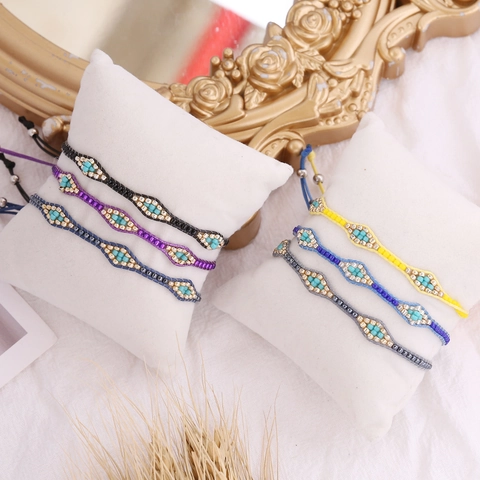 Woven Bracelet Bohemian Seed Bead Handmade Ethnic Style Adjustable Cord Jewelry For Women
