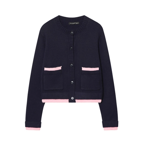 Cardigan In Maglia A Contrasto Da Donna Manica Lunga Abbottonato Girocollo Maglione Casual Con Tasche
