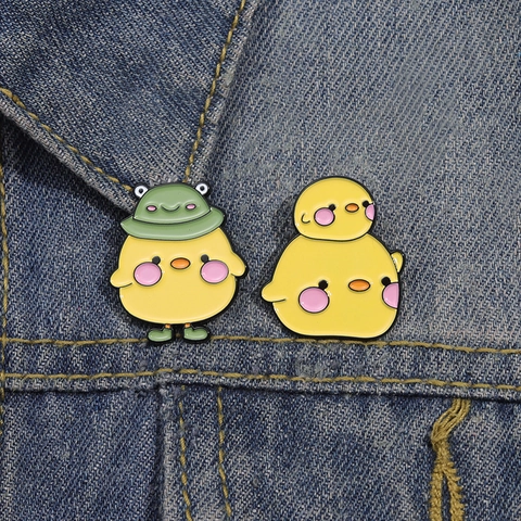 Broche en Émail de Canard Jaune de Dessin Animé Mignon Badge d'Animal en Alliage Laqué pour Décoration de Sac à Dos Vêtements