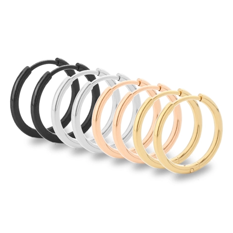 Stainless Steel Hoop Earrings Minimalist Polished Round Geometric Huggie Jewelry For Men Women Daily Commute Accessory