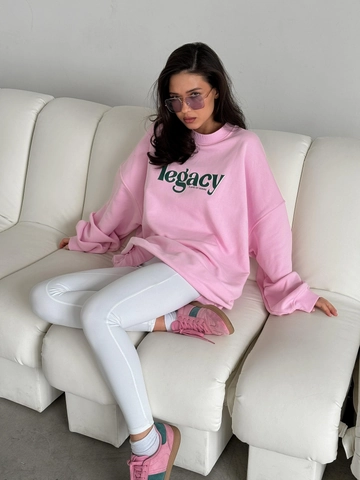 Women Sweatshirt Cotton Oversized Letter Print Long Sleeve Drop Shoulder American Streetwear Casual Pullover Top