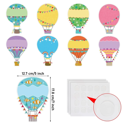 Hot Air Balloon Paper Cutouts Colorful Bulletin Board Labels Erasable Reusable Classroom Decorations For Teachers Students