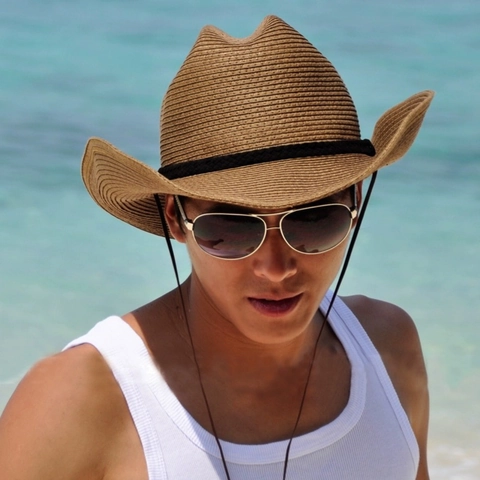 Western Cowboy Straw Hat Vintage Fedora Sun Cap With Faux Leather Band For Men Women Outdoor Travel Beach