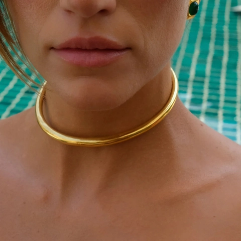 Minimalistische Gladde Torque Ketting Roestvrij Staal 18K Verguld Stijve Open Choker Trendy Sieraden Voor Vrouwen