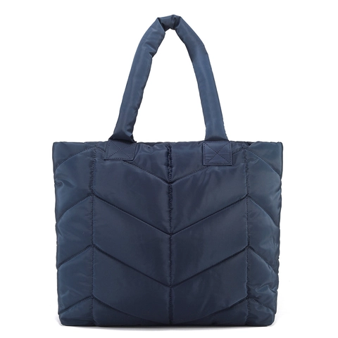 Große Nylon Gesteppte Tragetasche Für Damen Puffer Wattierte Handtasche Mit Chevron Muster Winter Schultertasche Alltag