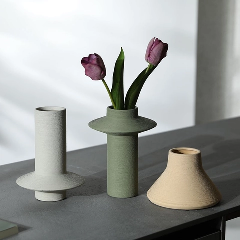 Moderner Minimalistischer Keramik Vase Texturierte Gebürstete Matte Morandi Stil Dekorative Blumenvase Für Das Zuhause