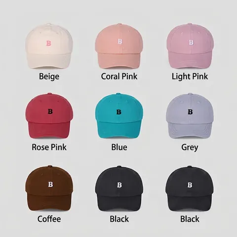 Baseball Cap Cotton Letter B Embroidered Breathable Adjustable Sunshade Casual Outdoor Sport Hat Women Men