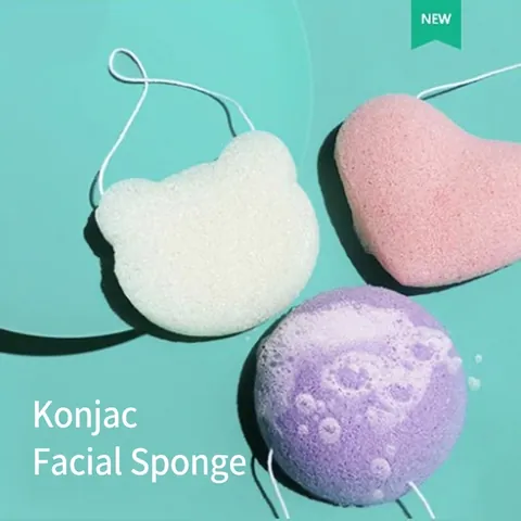 Éponge Nettoyante Visage Konjac Naturelle Biodégradable Exfoliante Éponge De Nettoyage Douce Avec Cordon