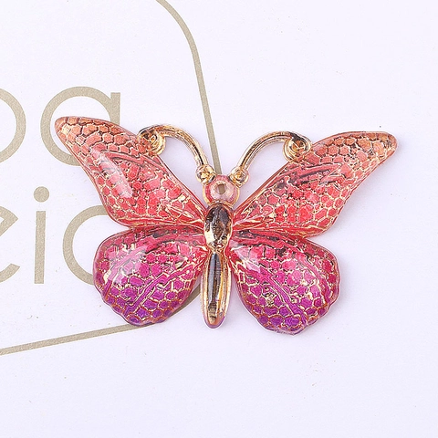 Butterfly Charms For Jewelry Making DIY Resin Gradient Color Alloy Pendants Honeycomb Texture Elegant Craft Accessories