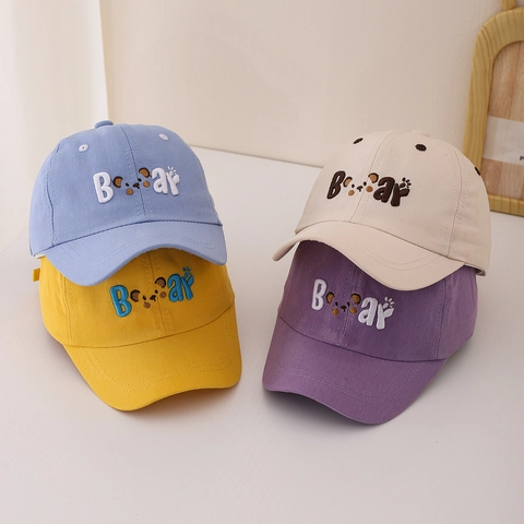 Casquette De Baseball Enfant Coton Brodé Ours Chapeau Soleil Respirant Décontracté Réglable Garçons Et Filles