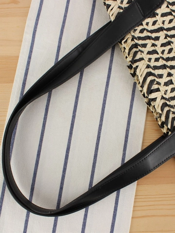 Sac Cabas Tissé En Corde De Papier Pour Femmes Sac À Épaule En Paille Grande Kapacité Avec Poignée En Cuir PU Fermeture Éclair