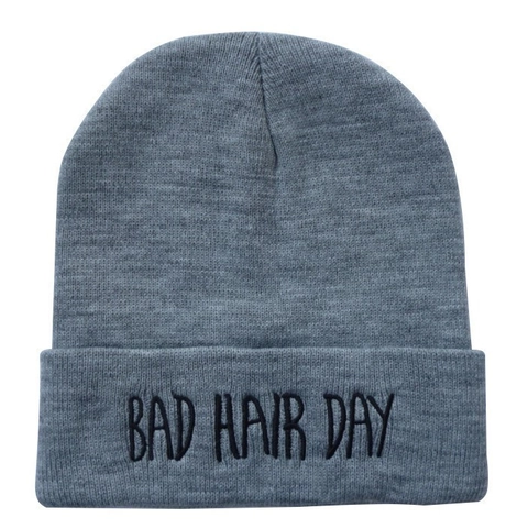 Beanie Hat Knitted Acrylic Bad Hair Day Embroidery Winter Warm Casual Hip Hop Skull Cap For Men Women Solid Color