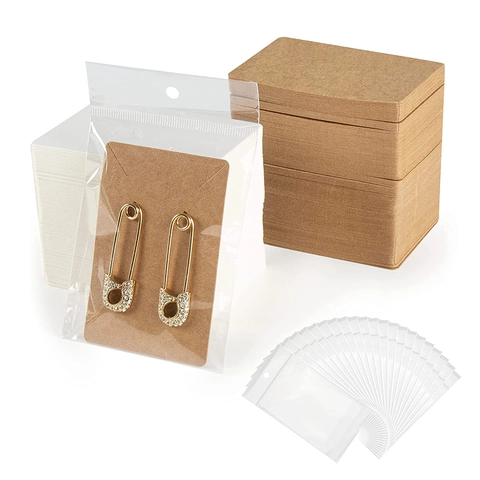 Jewelry Display Cards And Packaging Bags Blank Kraft Paper Cardboard For Earrings Necklaces Hair Clips DIY Hanging Holes