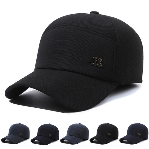 Berretto Da Baseball Invernale Da Uomo Con Paraorecchie Caldo Cotone Lana Cappello Outdoor Antivento Logo Metallo