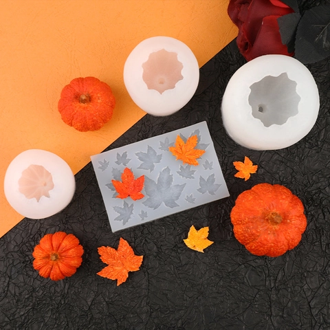 Halloween Pumpkin Maple Leaf Silicone Molds DIY Handmade Aromatherapy Candle Cake Decorating Fondant Chocolate Resin Casting Decorative