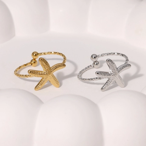 Seestern Ring Edelstahl Verstellbar Offen Meerstern Zierlicher Strand Schmuck Für Damen