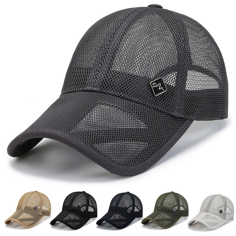 Full Mesh Atmungsaktive Baseballkappe Polyester Sonnenschutz Verstellbare Outdoor Sporthut Mit Berglogo Für Herren