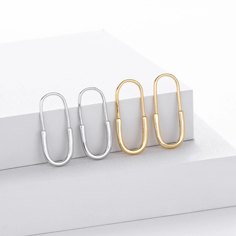 Ohrringe Aus 925 Sterling Silber Minimalistisches Büroklammern Design Geometrischer U-Form Schmuck Für Damen