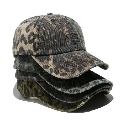 Gorra De Béisbol Con Estampado De Leopardo Algodón S Letra Bordada Vintage Gorra De Sol Para Exterior Ajustable