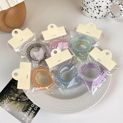 Gradient Candy Color Spiral Hair Ties Telephone Wire Elastic Traceless Non Damaging Hair Bands Plastic Hair Accessories
