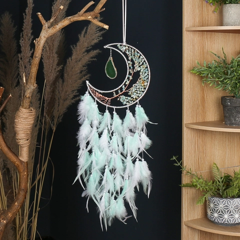 Handmade Dream Catcher Tree Of Life Crystal Stone Natural Feathers Wall Hanging Home Decor Bohemian Ethnic Style