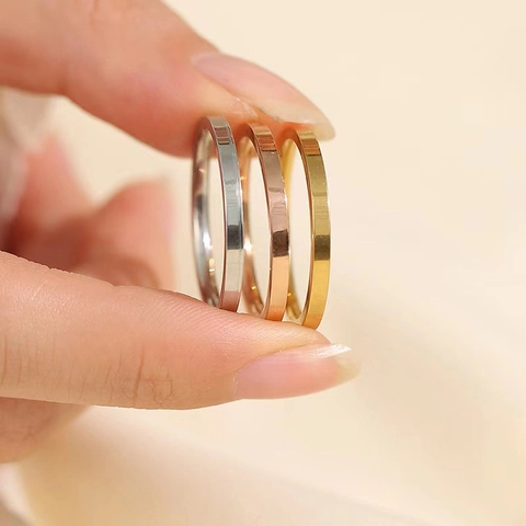 Minimalist High Polish Stainless Steel Plain Band Ring Fashion Jewelry Simple Durable Elegant Smooth Surface