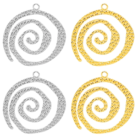 Spiral Anhänger 304 Edelstahl Gehämmert Textur Rund Hohl DIY Schmuckherstellung Zubehör Minimalistisch Mode Charm