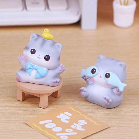 Mini Figurine Di Gatti In Resina Simpatici Ornamenti Di Animali Cartoni Per Scrivania Ufficio Auto Decorazione