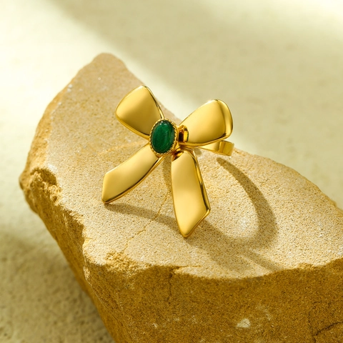 Mode Roestvrij Staal Strik Ring Voor Vrouwen Verguld Ingelegd Strass Elegante Verstelbare Ring Sieraden Cadeau