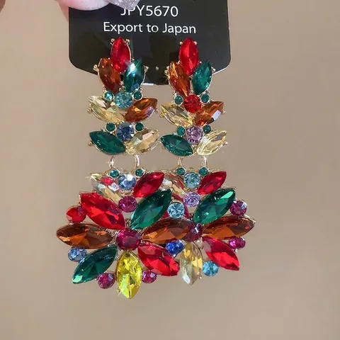 Orecchini Pendenti A Fiore Con Strass Colorati E Perno In Argento Sterling 925 Gioielli Retro Per Donne